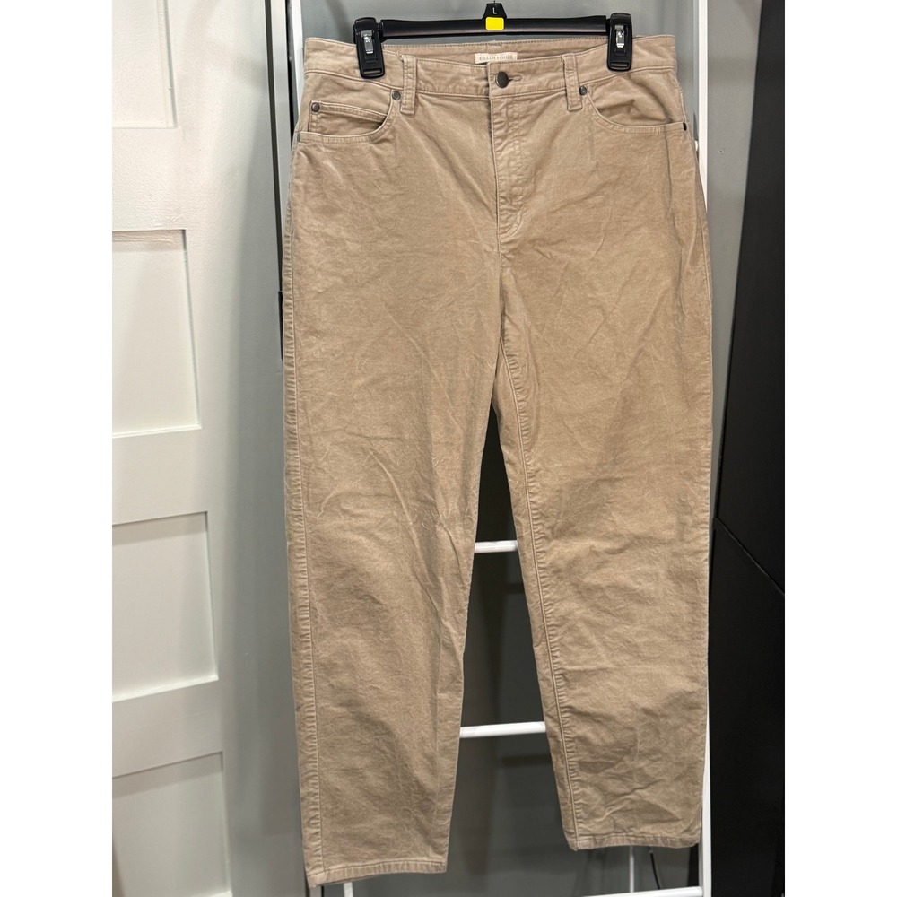 Eileen Fisher Tan Organic Cotton Corduroy Straight Leg Pants Womens M Gorpcore